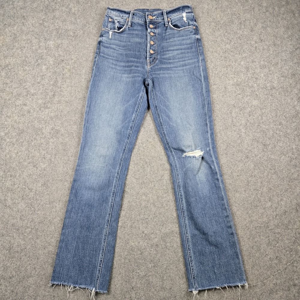 Mother Jeans Womens 26 Blue Denim The Pixie Dazzler Ankle Fray Button Fly